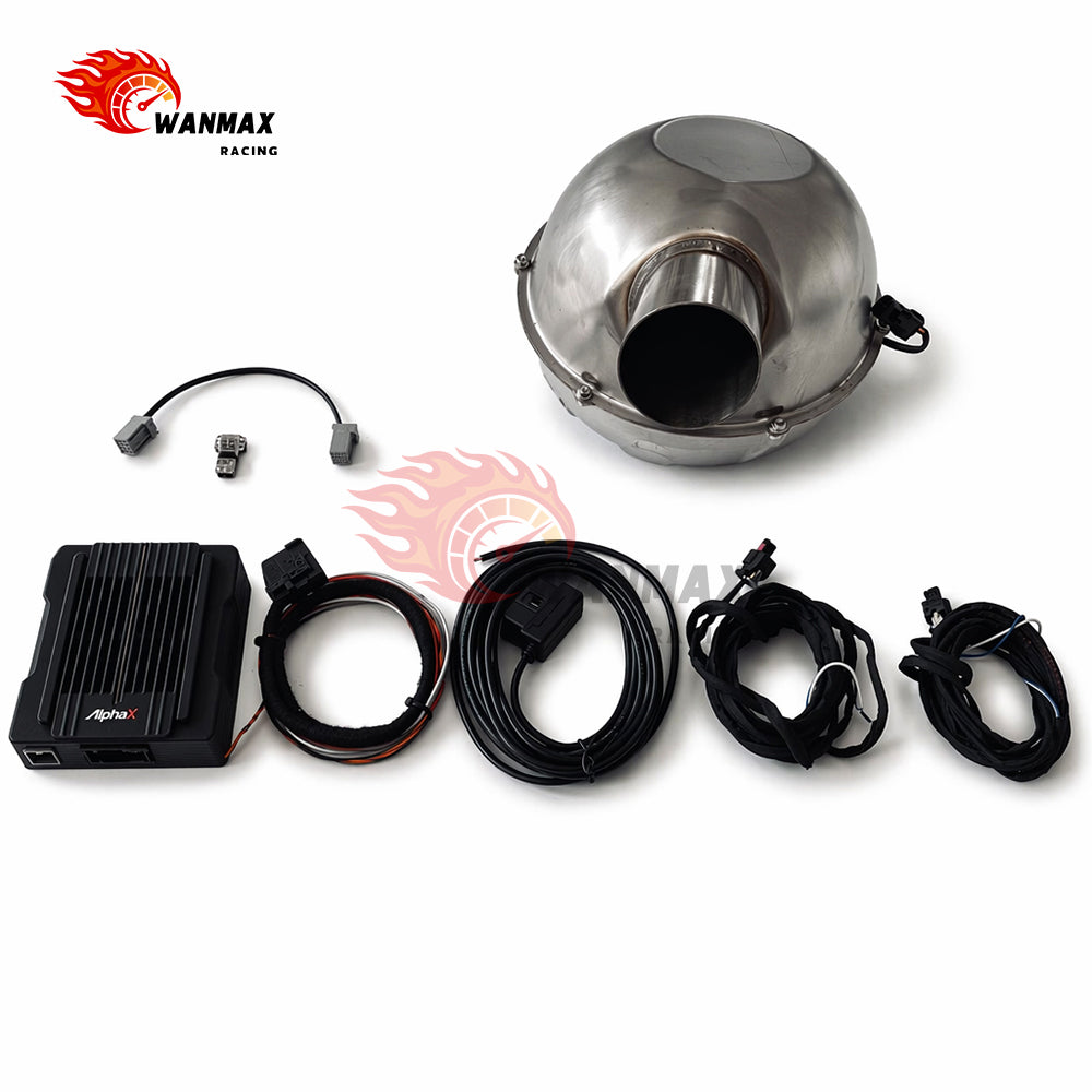 AlphaX Universal Electronic Active Exhaust Sound Booster Kit with Bluetooth App Control and Smart OBD Box