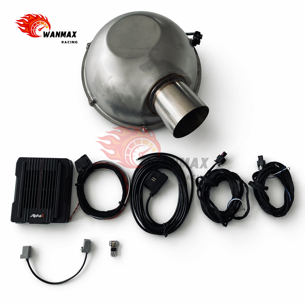 AlphaX Universal Electronic Active Exhaust Sound Booster Kit with Bluetooth App Control and Smart OBD Box