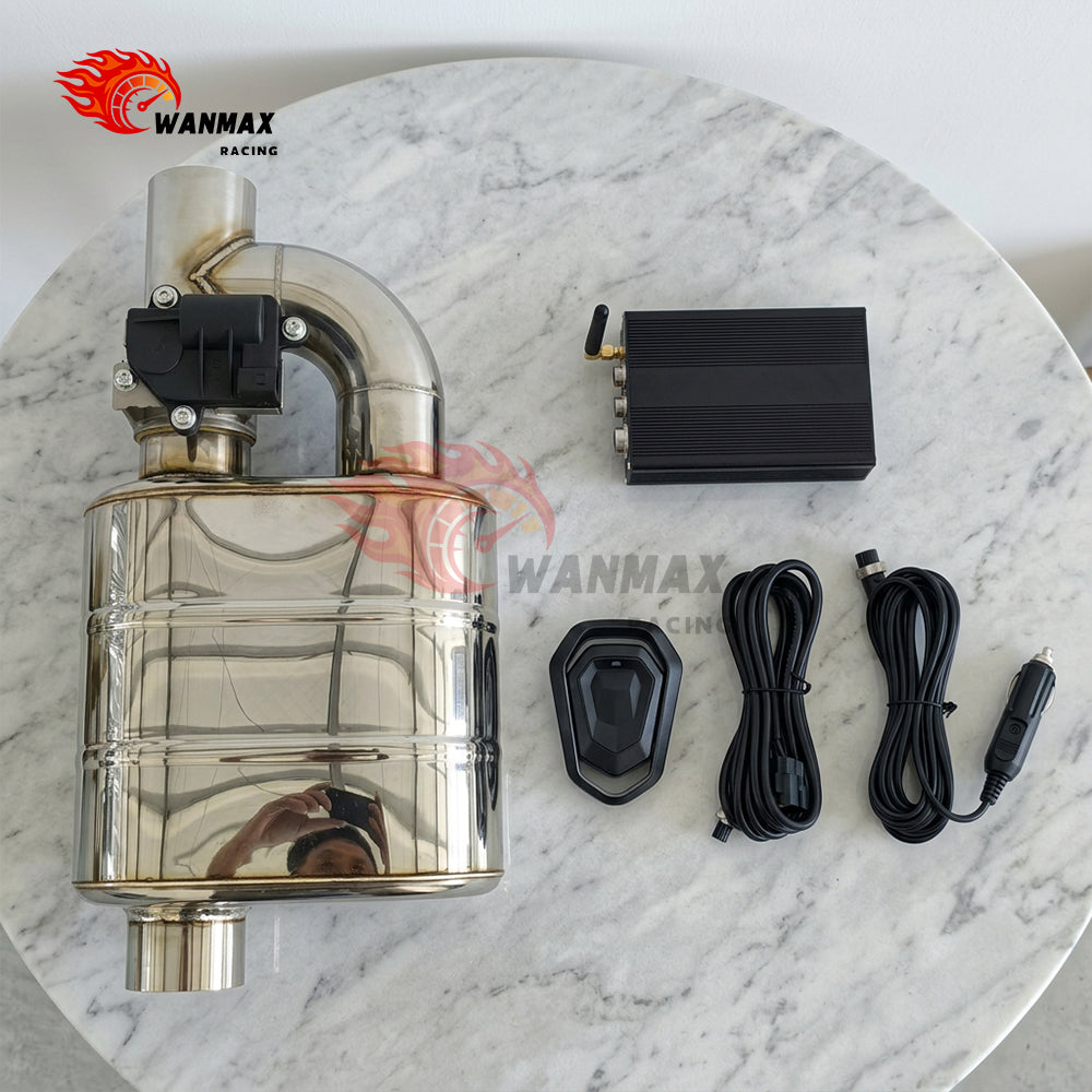 High Flow Universal Electric Valve Exhaust Muffler Kit Stainless Steel Valve Silencer Canister With Remote Controller 2.5/2.75/3/3.5