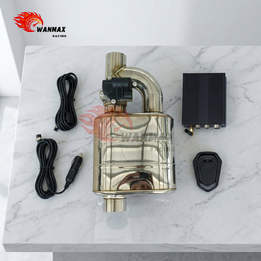 High Flow Universal Electric Valve Exhaust Muffler Kit Stainless Steel Valve Silencer Canister With Remote Controller 2.5/2.75/3/3.5