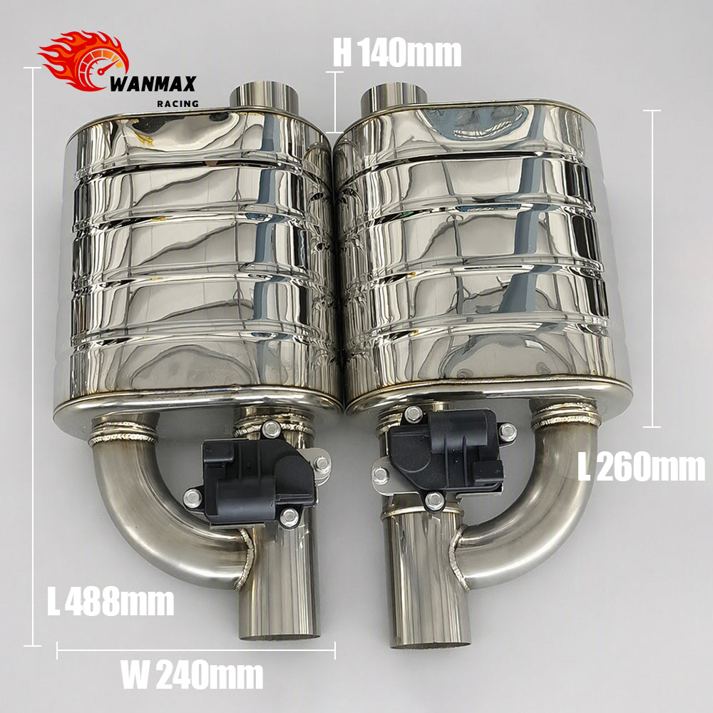 3inch Universal Valved Exhaust Muffler Perforated Internal Structure Stainless Steel Baffled Muffler with Controller Kit