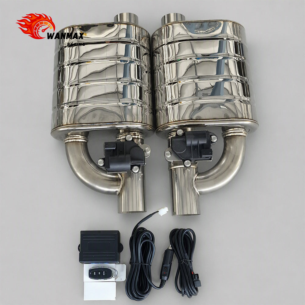 3inch Universal Valved Exhaust Muffler Perforated Internal Structure Stainless Steel Baffled Muffler with Controller Kit