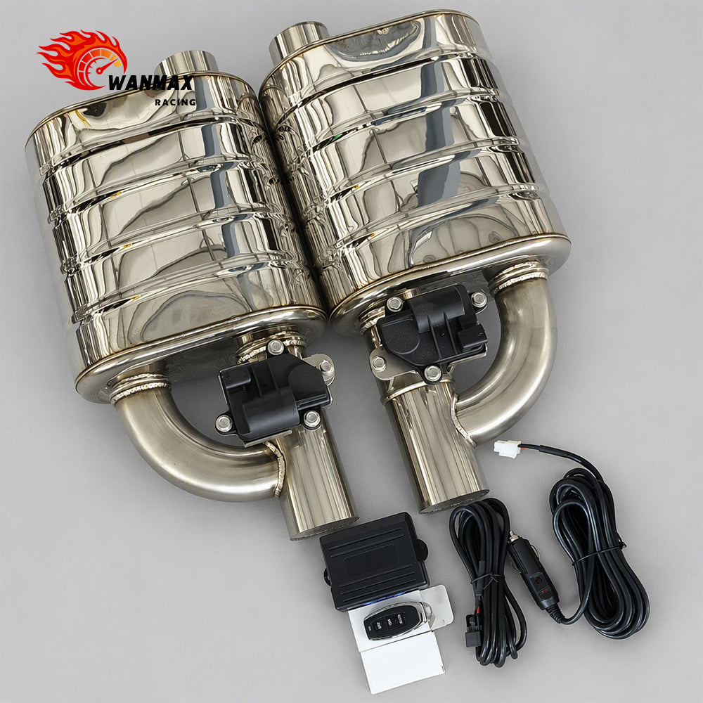 3inch Universal Valved Exhaust Muffler Perforated Internal Structure Stainless Steel Baffled Muffler with Controller Kit