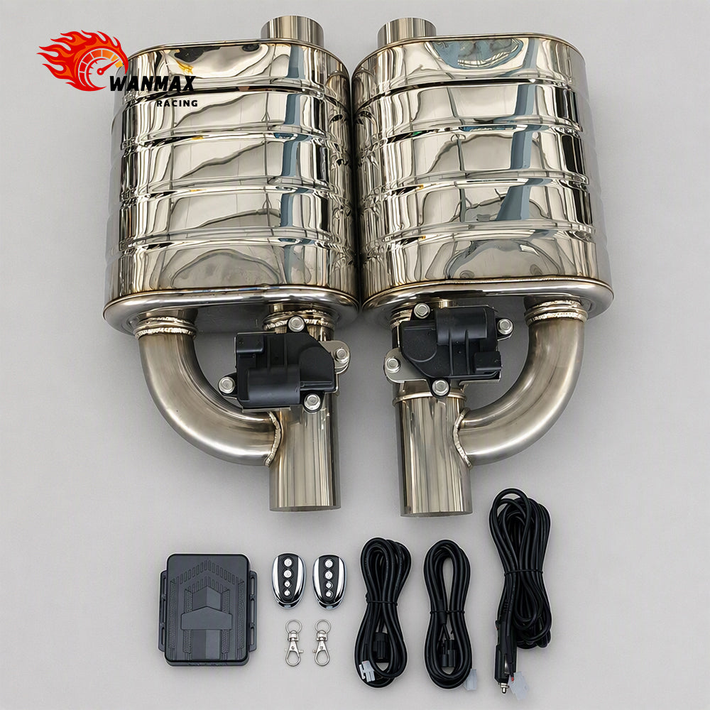 3 Inch Universal Stainless Steel Electric Exhaust Valve Muffler Single Inlet Single Outlet With Remote Controller Pair