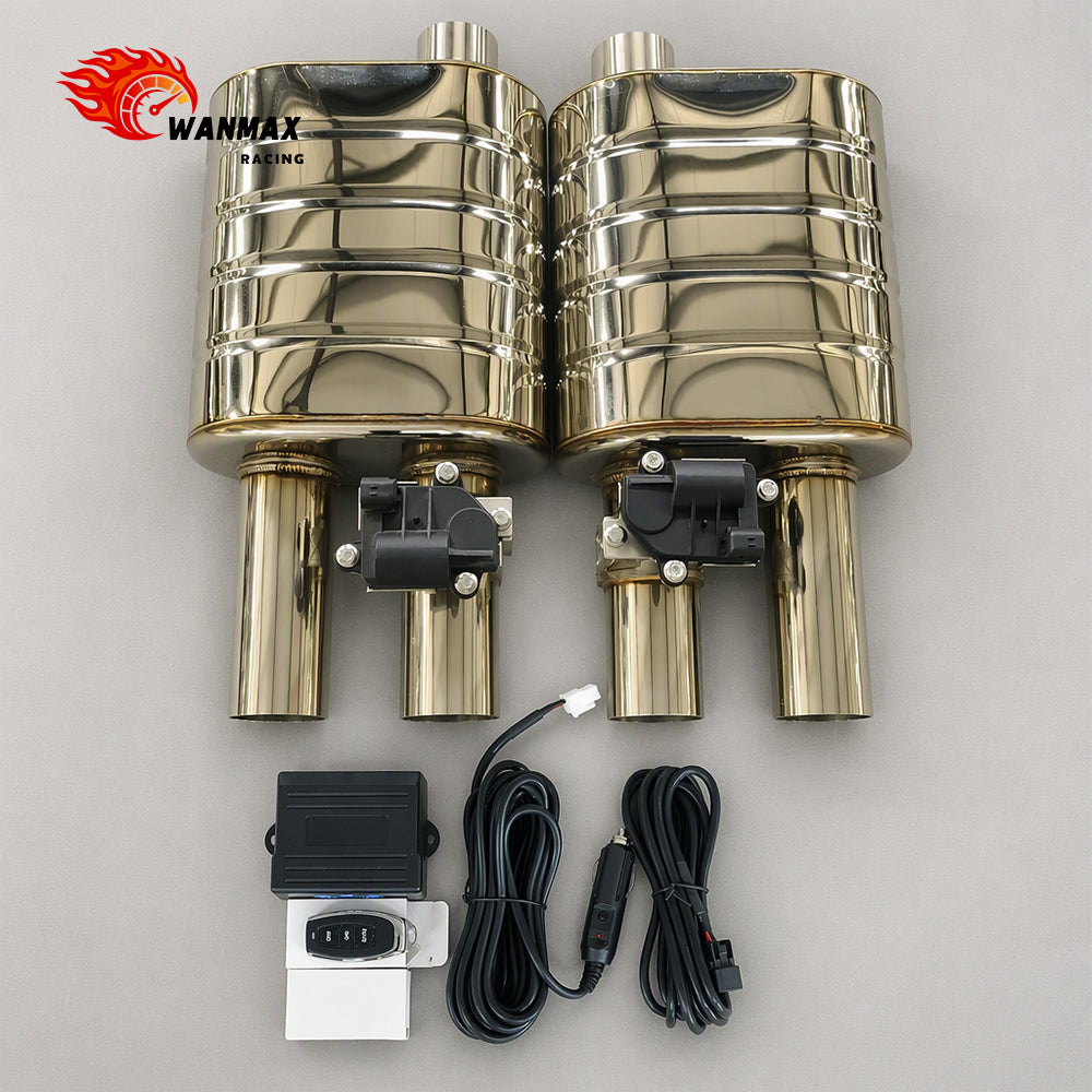 3.5inch Universal High Performance Dual Sound Exhaust Muffler with Electric Valve Perforated Core Baffled Silencer for Car Modification