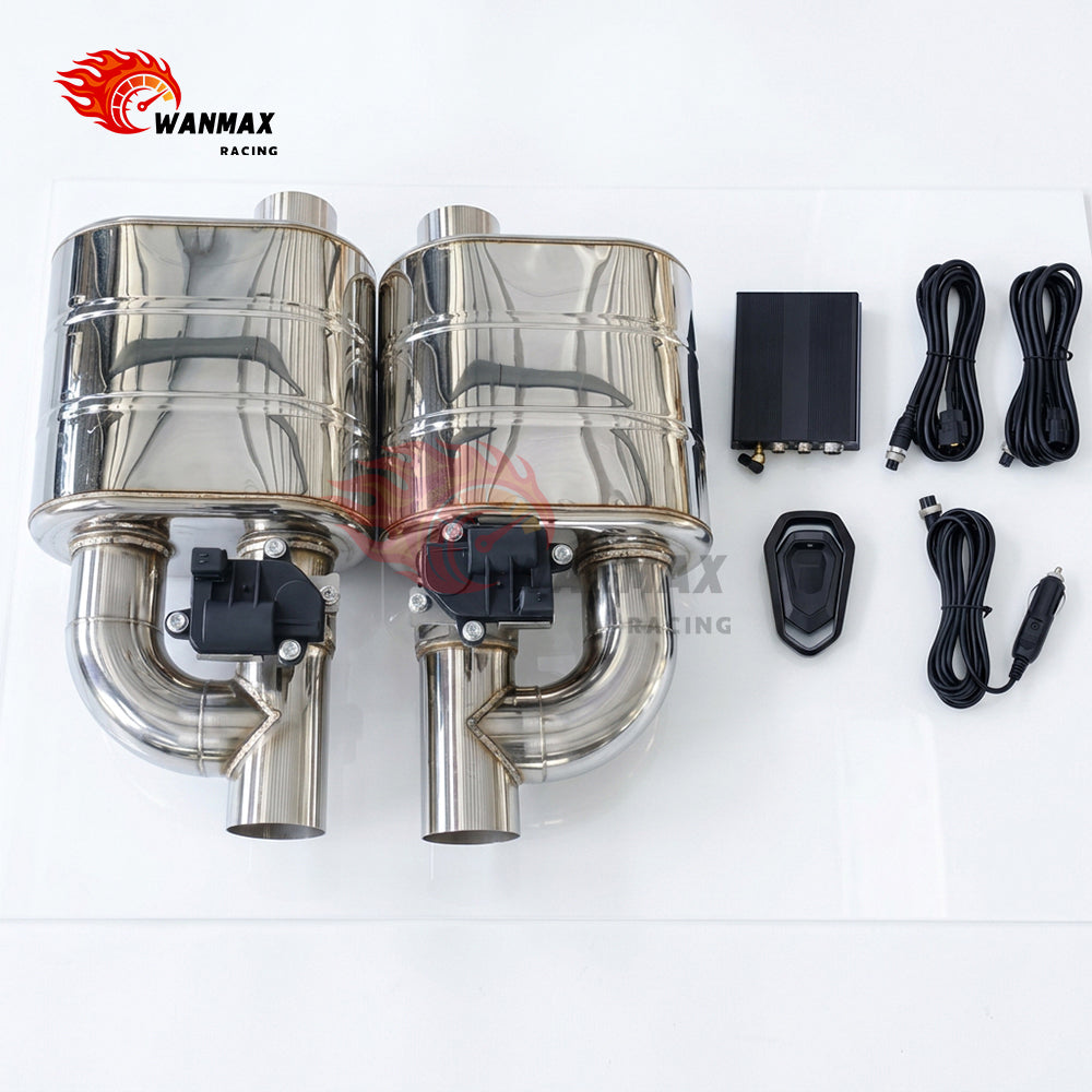 Left & Right Single In Single Out Electric Valve Muffler Kit 63-89mm Universal Adjustable Sound Exhaust Silencer With Remote