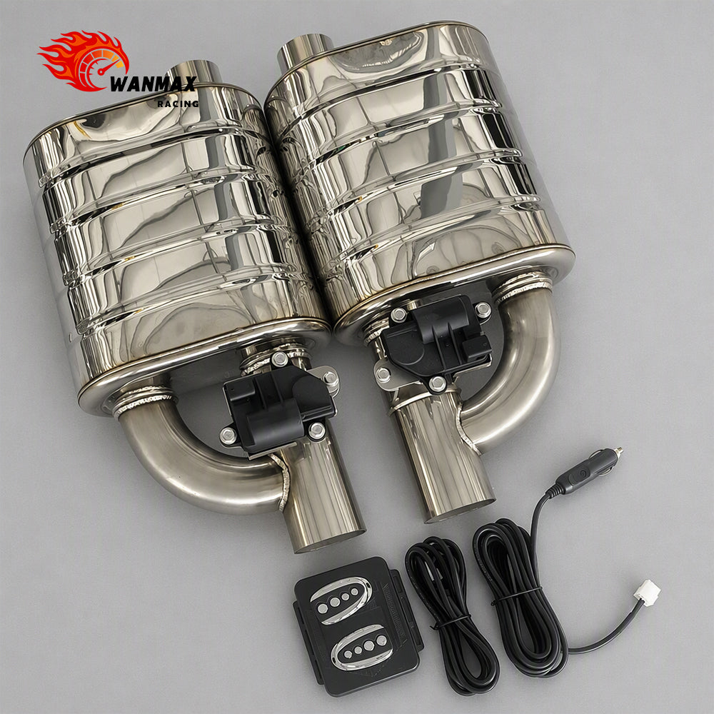 3 Inch Universal Stainless Steel Electric Exhaust Valve Muffler Single Inlet Single Outlet With Remote Controller Pair