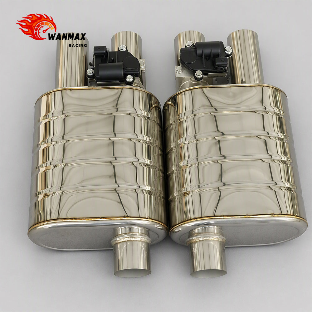 3.5inch Universal High Performance Dual Sound Exhaust Muffler with Electric Valve Perforated Core Baffled Silencer for Car Modification