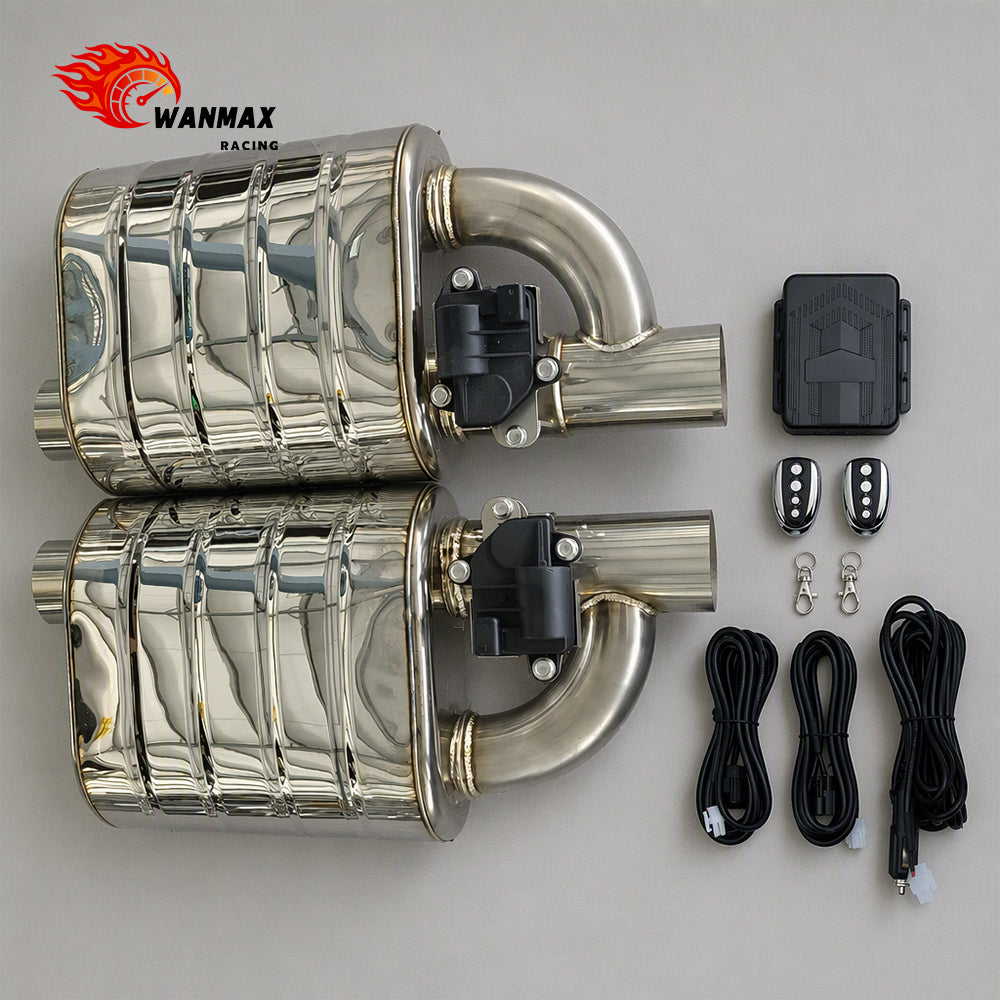3 Inch Universal Stainless Steel Electric Exhaust Valve Muffler Single Inlet Single Outlet With Remote Controller Pair
