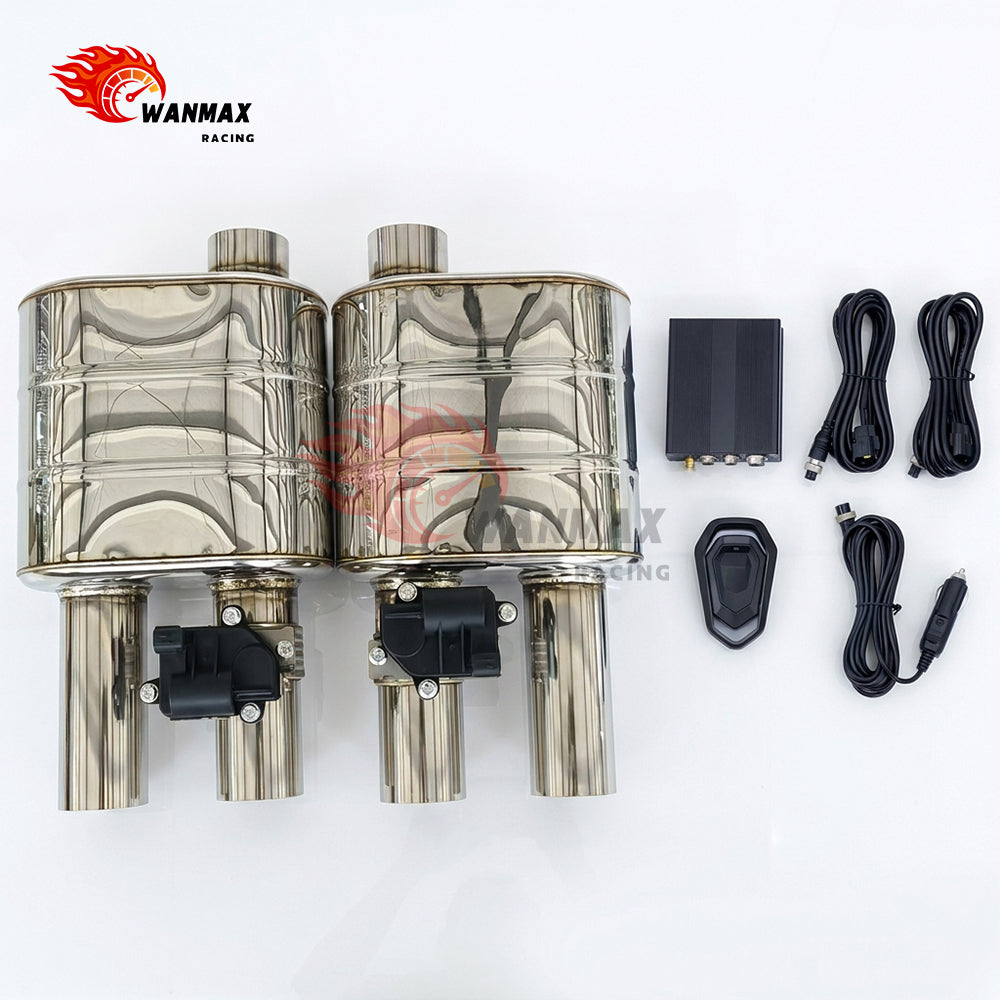 Universal Electric Valve Exhaust Muffler Kit Left Right 201SS 304SS Optional 63-89mm With Full Controller Kit & Wiring Harness