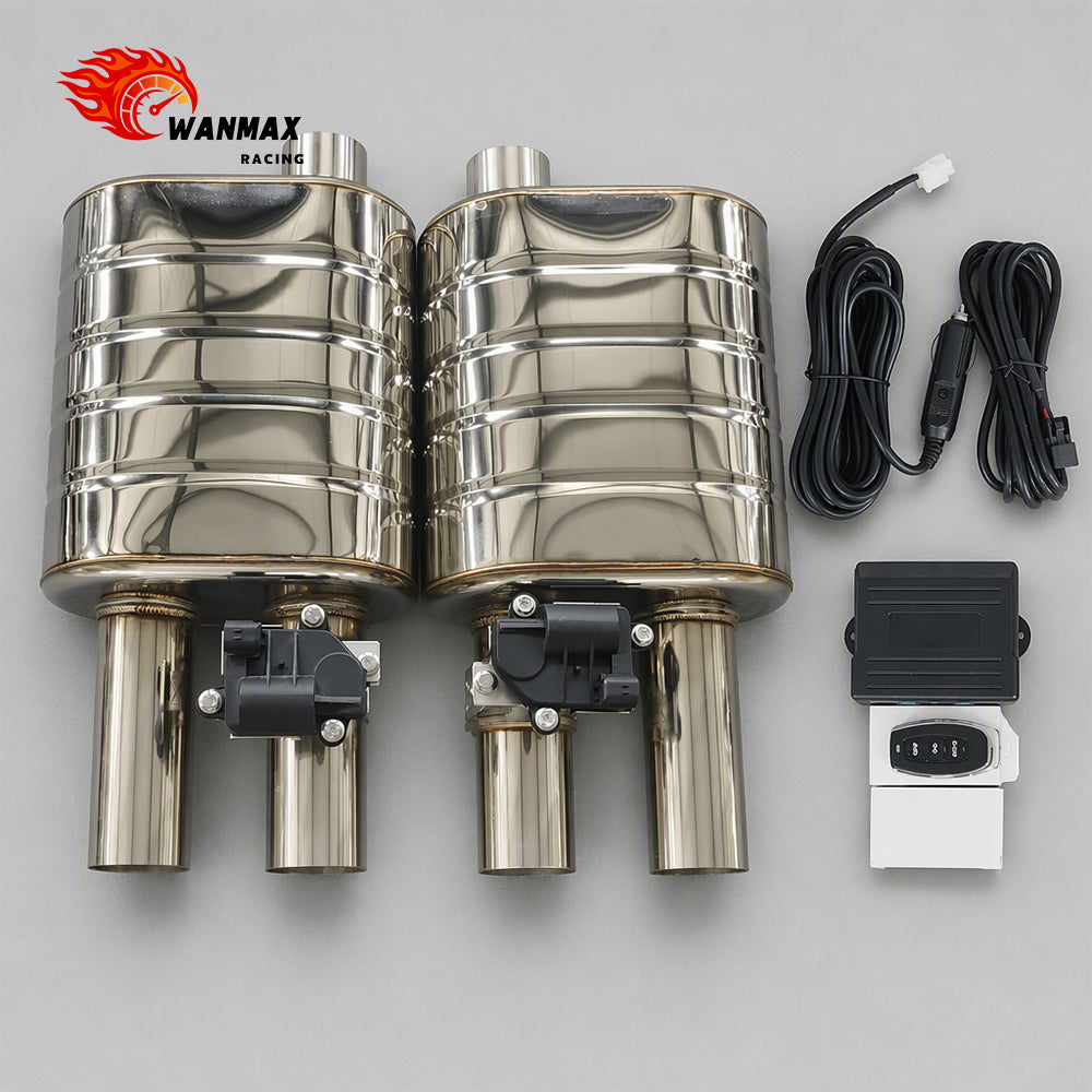 3.5inch Universal High Performance Dual Sound Exhaust Muffler with Electric Valve Perforated Core Baffled Silencer for Car Modification