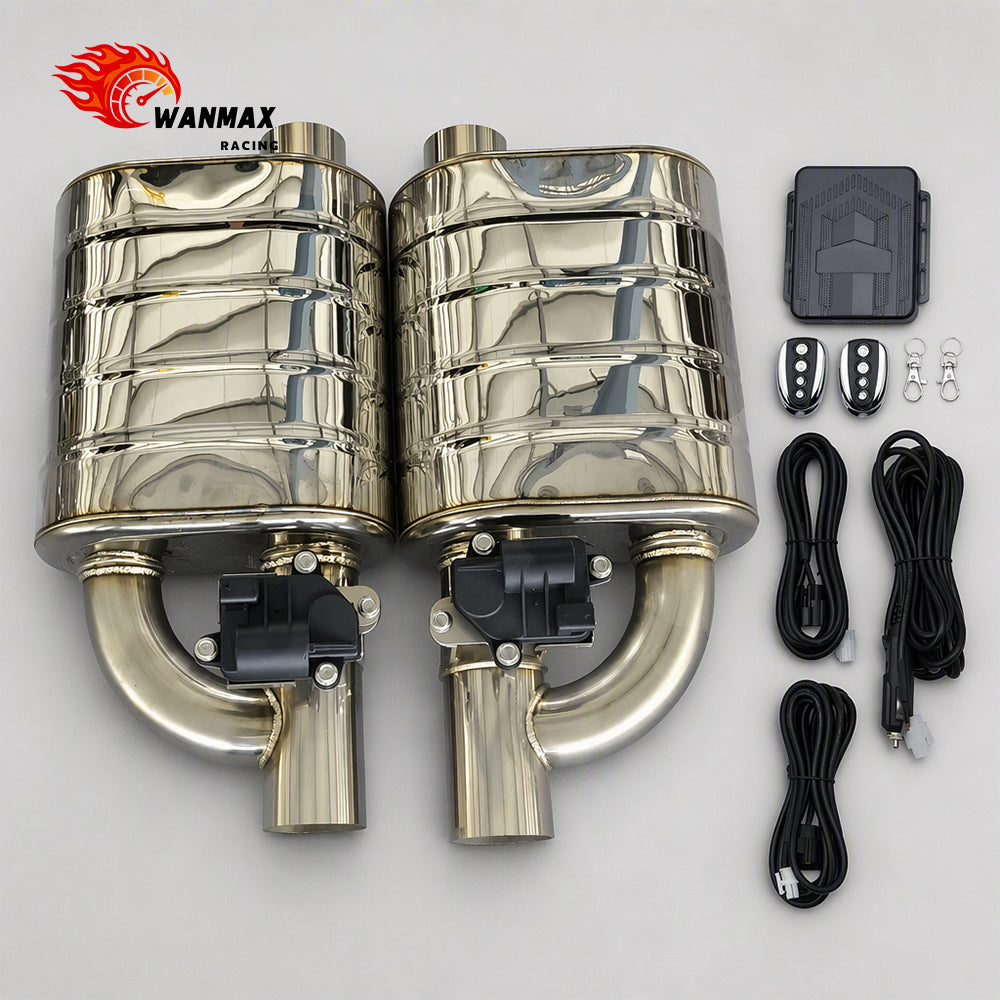 3 Inch Universal Stainless Steel Electric Exhaust Valve Muffler Single Inlet Single Outlet With Remote Controller Pair