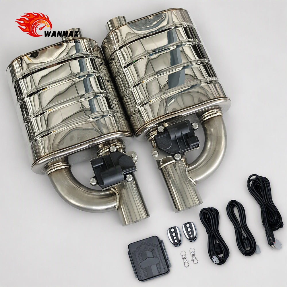 3 Inch Universal Stainless Steel Electric Exhaust Valve Muffler Single Inlet Single Outlet With Remote Controller Pair