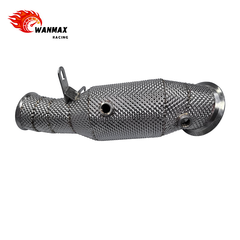 High Flow T304 Stainless Steel Exhaust Downpipe with Heat Shield for BMW M135i N55 3.0T I6