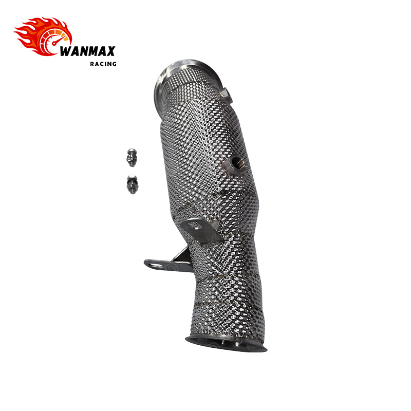 High Flow T304 Stainless Steel Exhaust Downpipe with Heat Shield for BMW M135i N55 3.0T I6