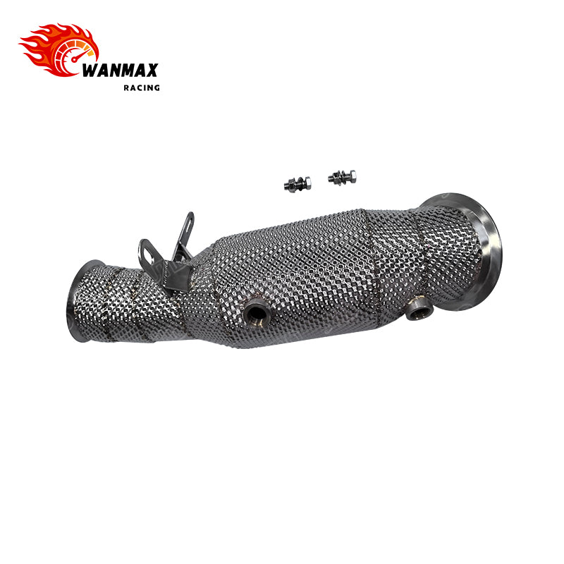 High Flow T304 Stainless Steel Exhaust Downpipe with Heat Shield for BMW M135i N55 3.0T I6