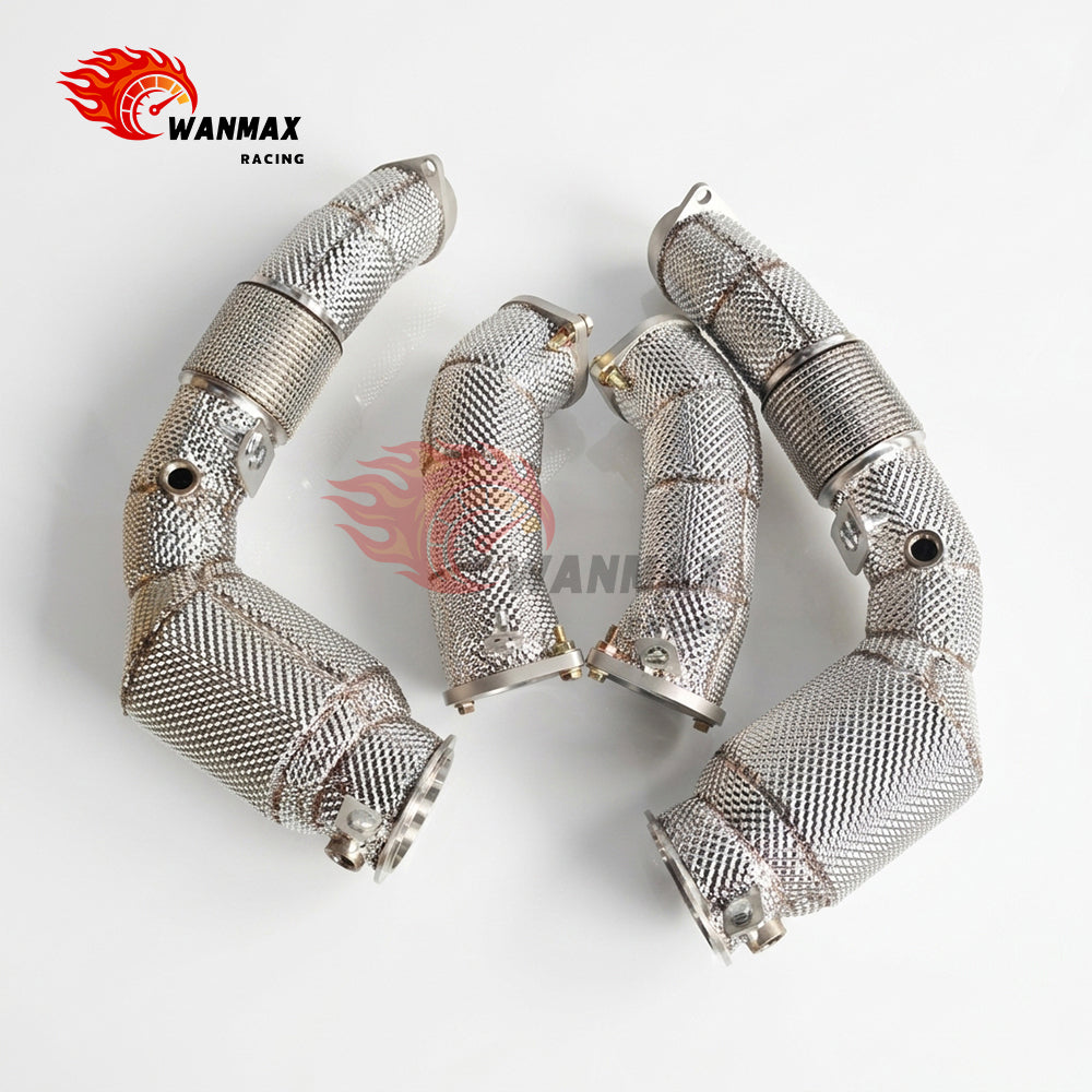 High Flow Catalytic Converter Exhaust Downpipe With Full Heat Shield for BMW X5 M60i XDrive 2024 Turbo Exhaust Upgrade