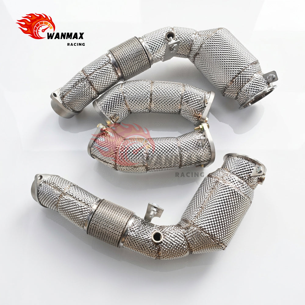 High Flow Catalytic Converter Exhaust Downpipe With Full Heat Shield for BMW X5 M60i XDrive 2024 Turbo Exhaust Upgrade