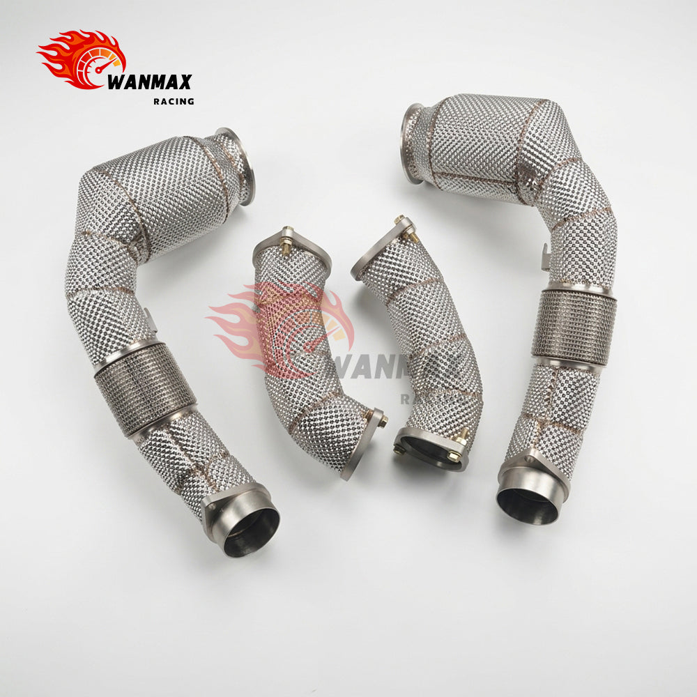 High Flow Catalytic Converter Exhaust Downpipe With Full Heat Shield for BMW X5 M60i XDrive 2024 Turbo Exhaust Upgrade