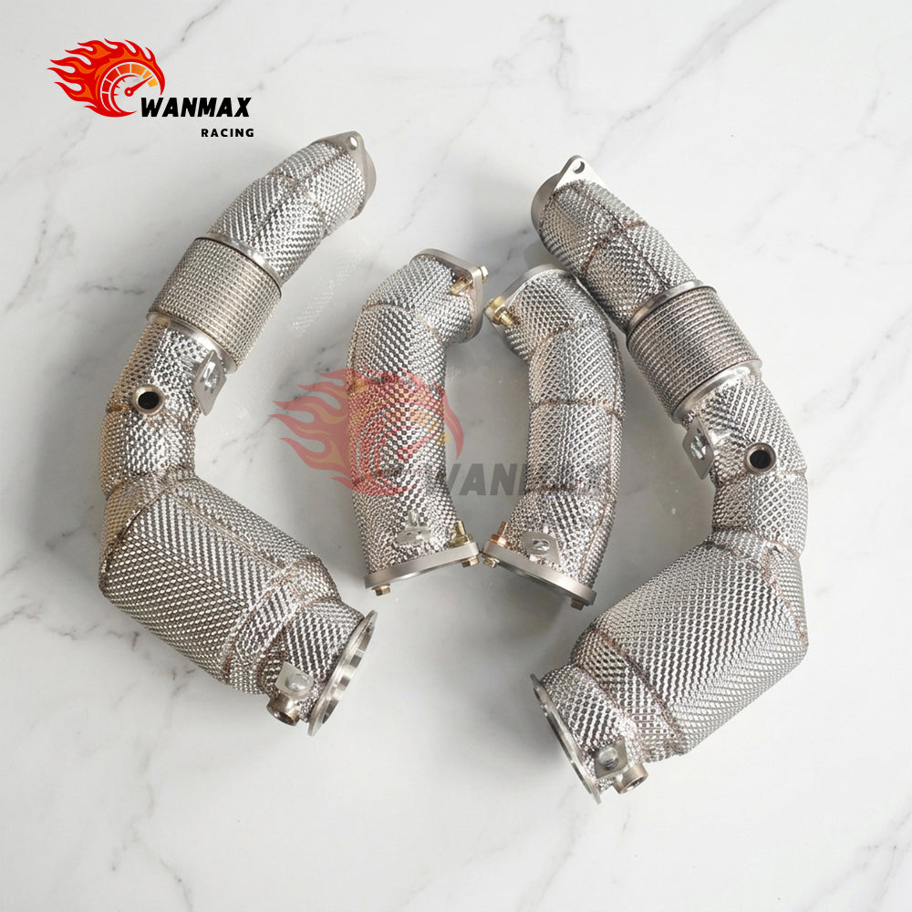 High Flow Catalytic Converter Exhaust Downpipe With Full Heat Shield for BMW X5 M60i XDrive 2024 Turbo Exhaust Upgrade