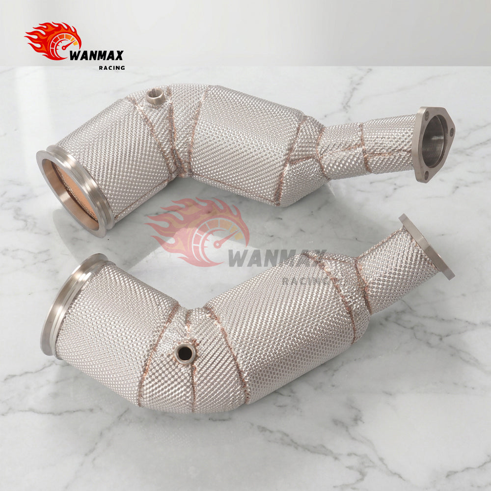Heat-Shielded T304 Downpipe Kit for Audi RS6 RS7 C8 4.0T V8 Non-OPF