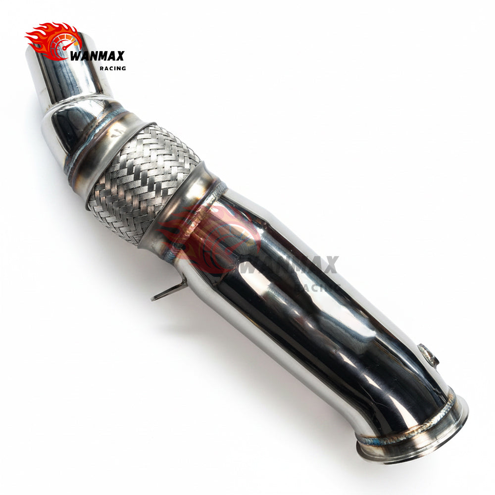 Polished T304 High-Flow Downpipe with Flex Pipe for BMW F20/F21 F22/F23 F30/F31/F34 F32/F33/F36 N20 2.0L Turbo