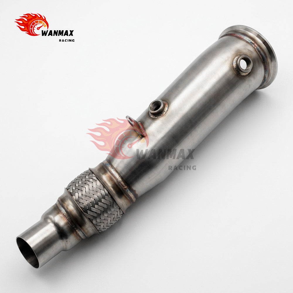Brushed T304 High-Flow Downpipe with Braided Flex for BMW F20/F21 F22/F23 F30/F31/F34 F32/F33/F36 N20 2.0L 2011-2016