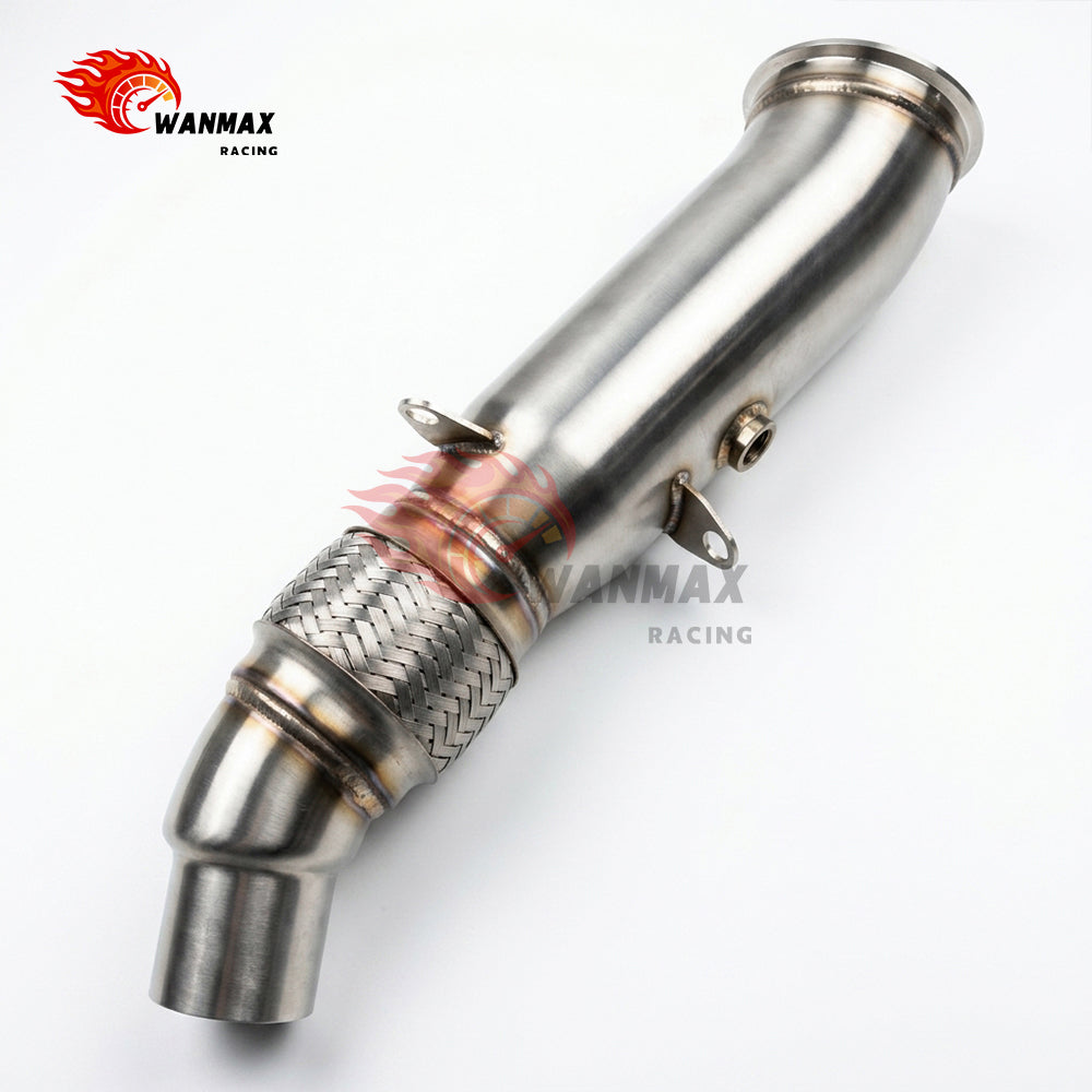 Brushed T304 High-Flow Downpipe with Braided Flex for BMW F20/F21 F22/F23 F30/F31/F34 F32/F33/F36 N20 2.0L 2011-2016