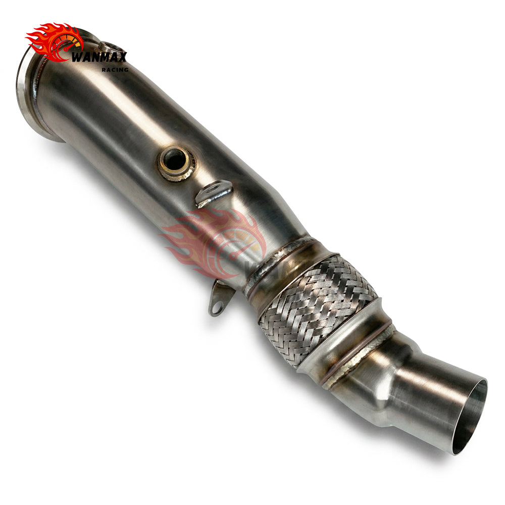Brushed T304 High-Flow Downpipe with Braided Flex for BMW F20/F21 F22/F23 F30/F31/F34 F32/F33/F36 N20 2.0L 2011-2016