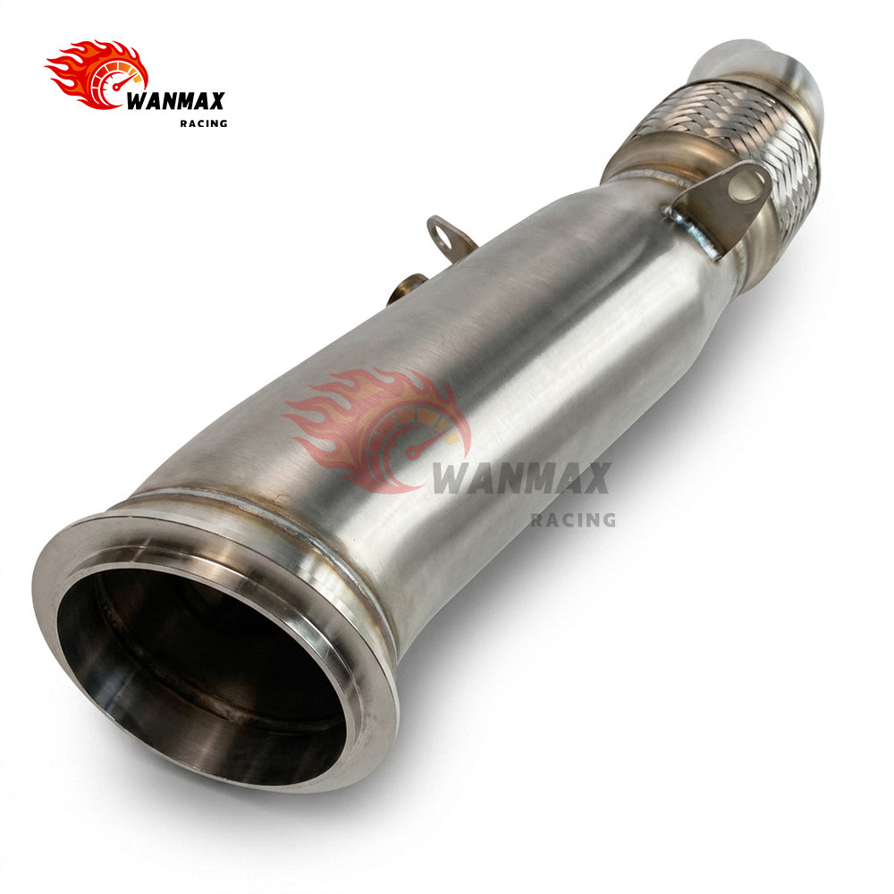 Brushed T304 High-Flow Downpipe with Braided Flex for BMW F20/F21 F22/F23 F30/F31/F34 F32/F33/F36 N20 2.0L 2011-2016