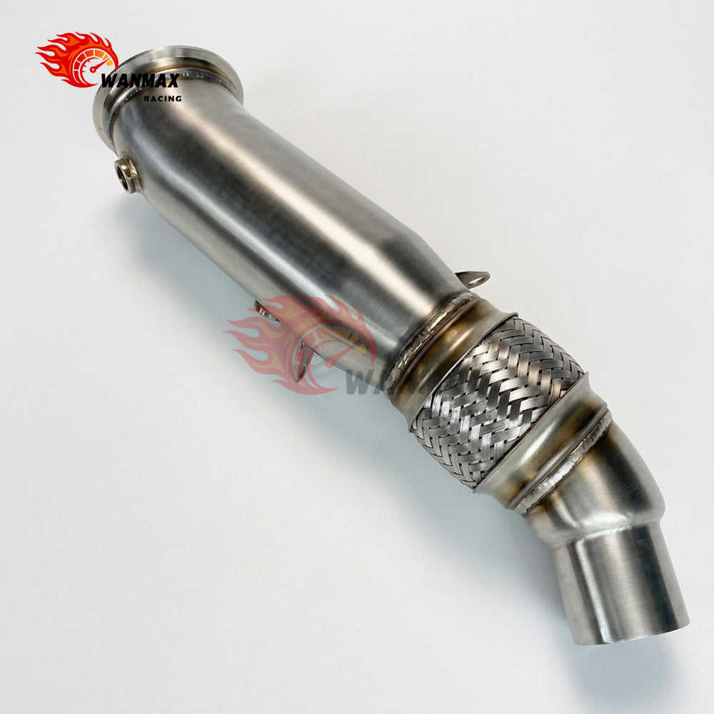 Brushed T304 High-Flow Downpipe with Braided Flex for BMW F20/F21 F22/F23 F30/F31/F34 F32/F33/F36 N20 2.0L 2011-2016