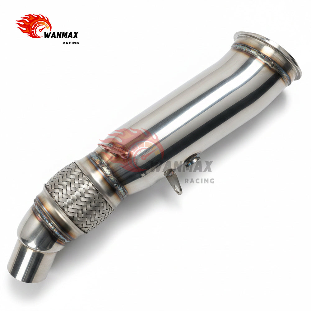 Polished T304 High-Flow Downpipe with Flex Pipe for BMW F20/F21 F22/F23 F30/F31/F34 F32/F33/F36 N20 2.0L Turbo