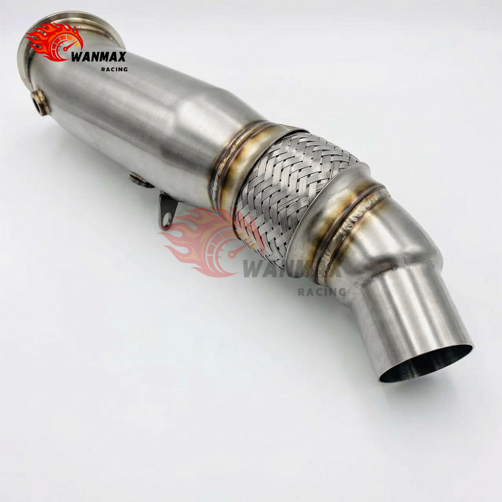 Brushed T304 High-Flow Downpipe with Braided Flex for BMW F20/F21 F22/F23 F30/F31/F34 F32/F33/F36 N20 2.0L 2011-2016