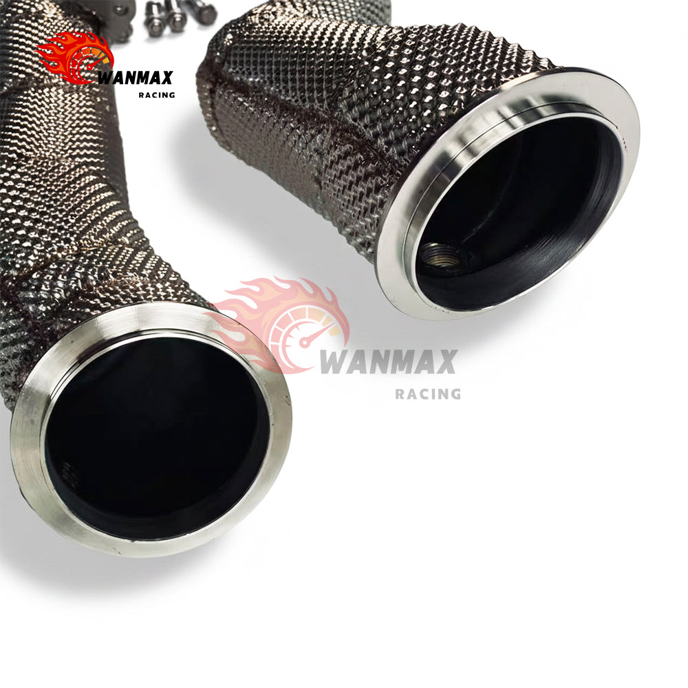 High Flow Exhaust Downpipe with Heat Shield For BMW G80 M3 G82 M4 G87 M2 S58 3.0L Turbo 2021+ Flex Bellows