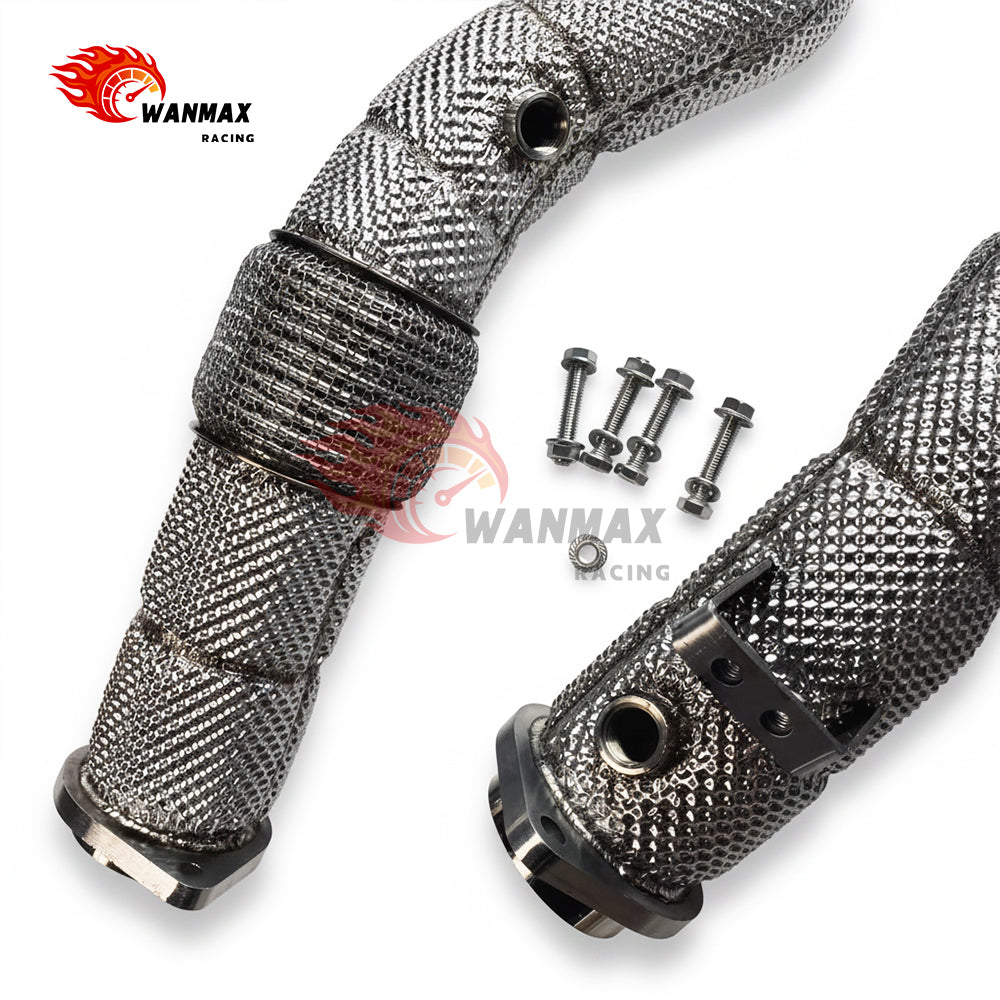 High Flow Exhaust Downpipe with Heat Shield For BMW G80 M3 G82 M4 G87 M2 S58 3.0L Turbo 2021+ Flex Bellows