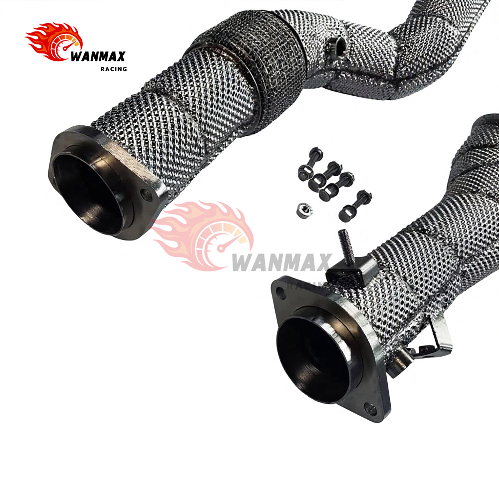 High Flow Exhaust Downpipe with Heat Shield For BMW G80 M3 G82 M4 G87 M2 S58 3.0L Turbo 2021+ Flex Bellows