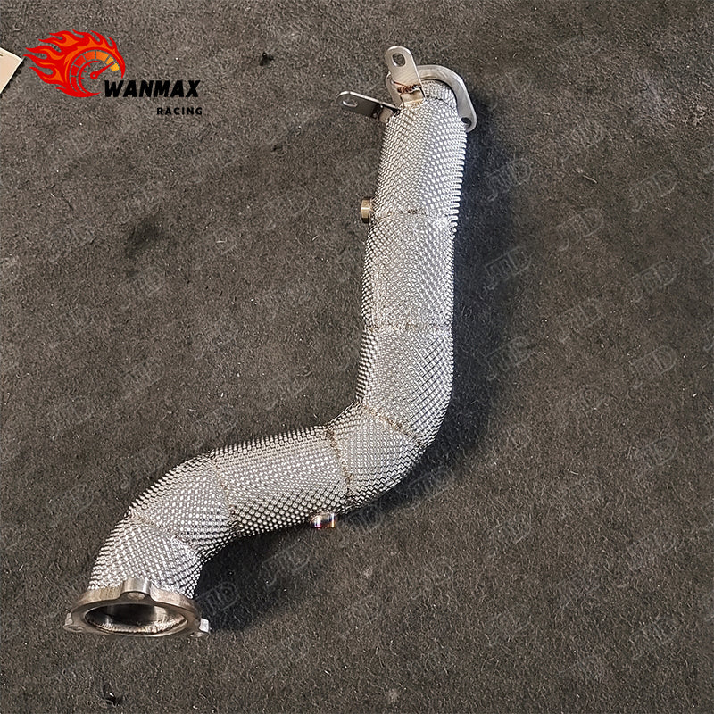 T304 Stainless Steel Performance Downpipe with Heat Shield for Mercedes C200/C250 W204 and SLC300 M271/M274