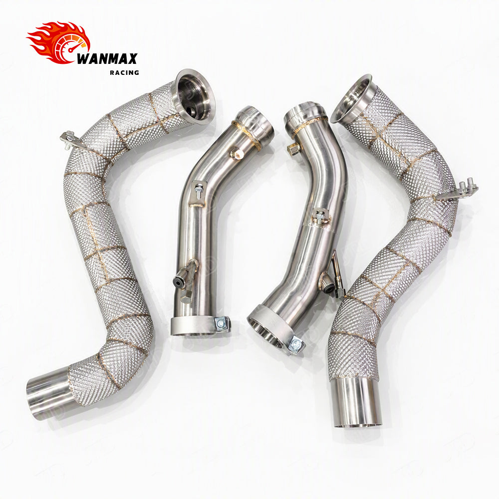 Performance Exhaust Downpipe with Heat Shield for Mercedes Benz AMG GT63 GT63S M177.2 V8 with OPF Plugs