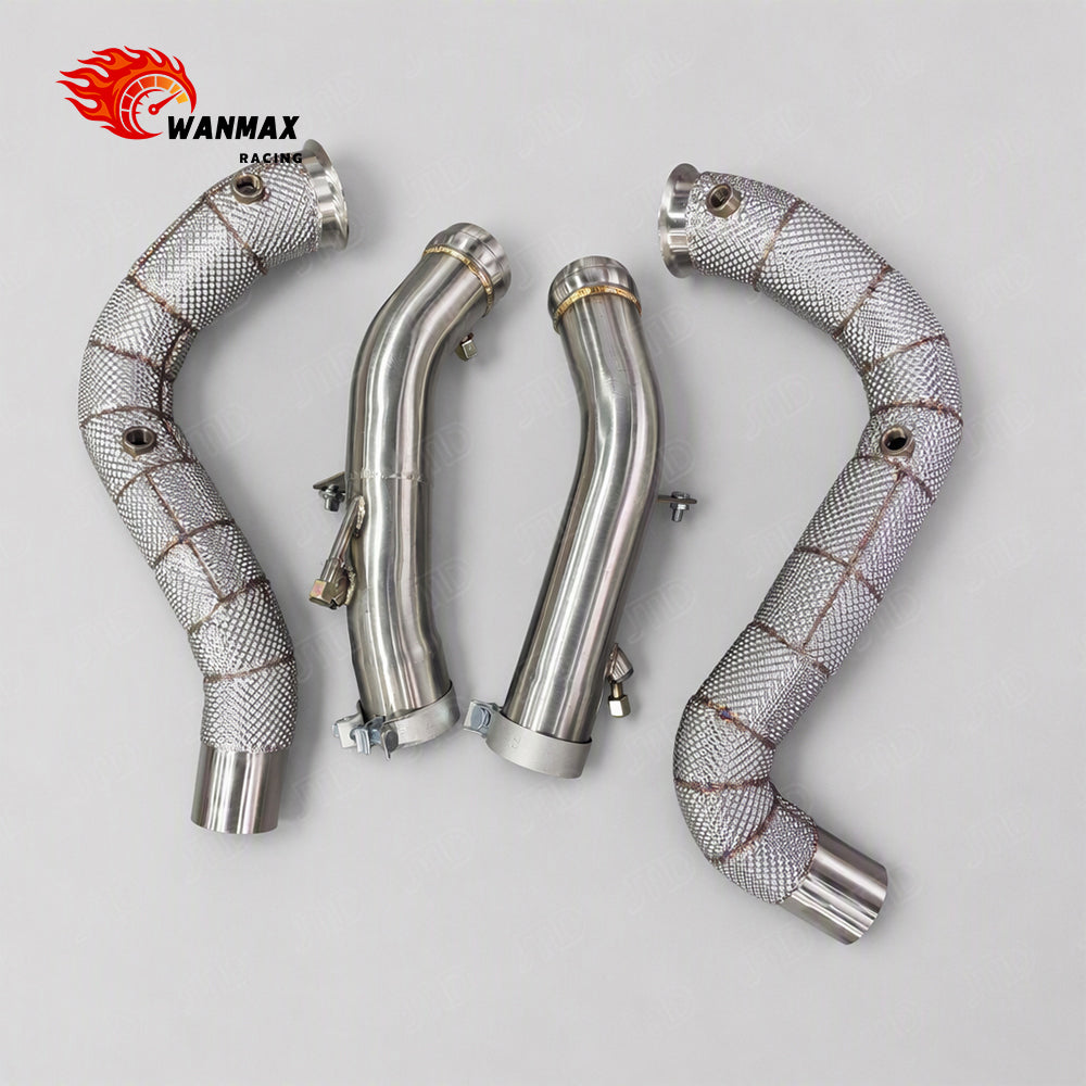Performance Exhaust Downpipe with Heat Shield for Mercedes Benz AMG GT63 GT63S M177.2 V8 with OPF Plugs