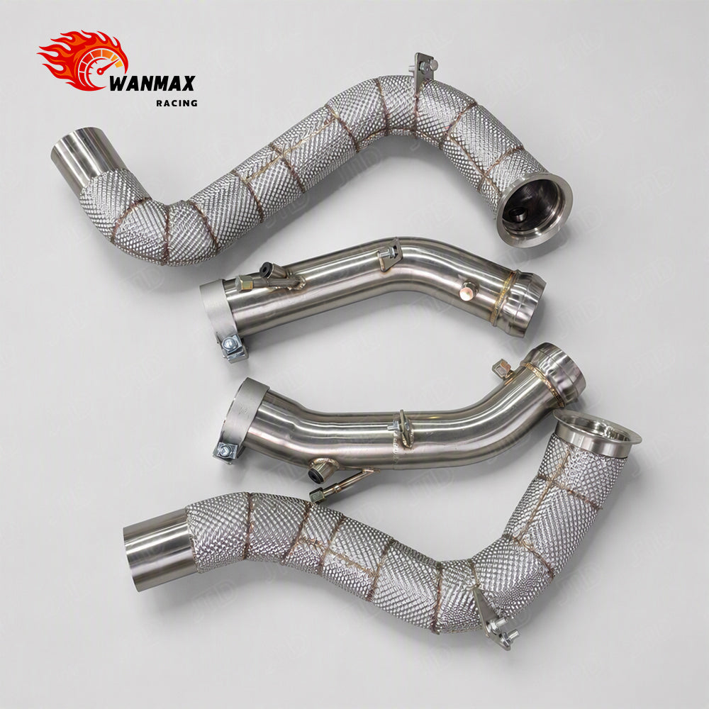 Performance Exhaust Downpipe with Heat Shield for Mercedes Benz AMG GT63 GT63S M177.2 V8 with OPF Plugs