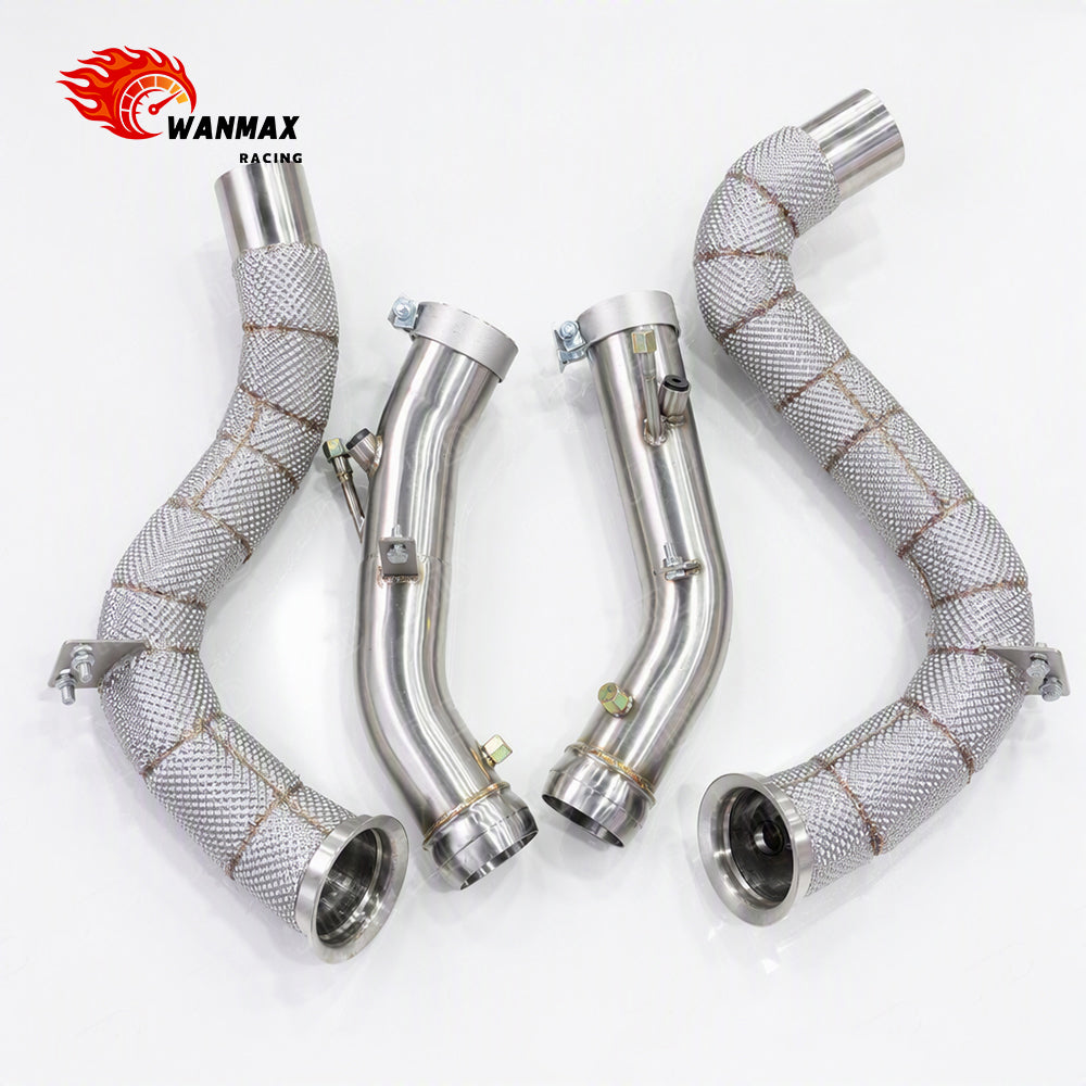 Performance Exhaust Downpipe with Heat Shield for Mercedes Benz AMG GT63 GT63S M177.2 V8 with OPF Plugs