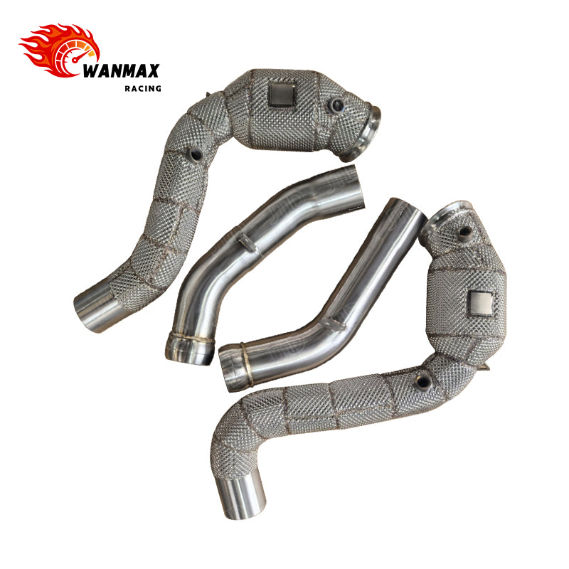 T304 Heat-Shielded Front Pipe Assembly with Mid Extensions for Mercedes-AMG E63 W213 4.0T M177 Non-OPF