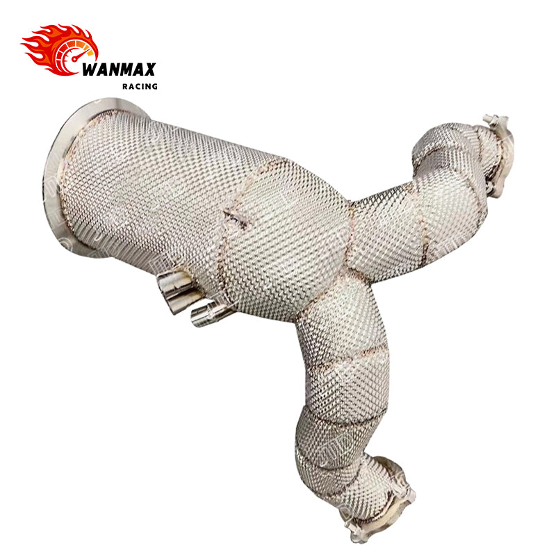 T304 OPF-Version Catless Downpipe with Heat Shield for Porsche Cayenne 9YA / 9Y0, Audi Q7 / Q8 and VW Touareg 3.0T V6 EA839