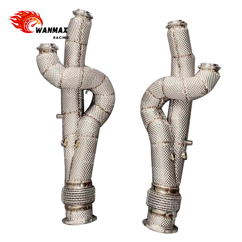 SS304 Heat-Shielded High-Flow Downpipe Pair for Lamborghini Aventador LP700-4 6.5L V12