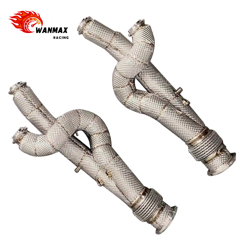 SS304 Heat-Shielded High-Flow Downpipe Pair for Lamborghini Aventador LP700-4 6.5L V12