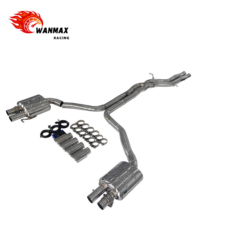 In Stock High-Grade Catback Exhaust System for Audi A6 A7 C7 C7.5 3.0T V6 2012-2018 Mirror Polished SS304 Electronic Valved