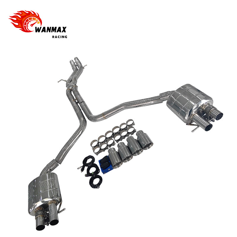 In Stock High-Grade Catback Exhaust System for Audi A6 A7 C7 C7.5 3.0T V6 2012-2018 Mirror Polished SS304 Electronic Valved
