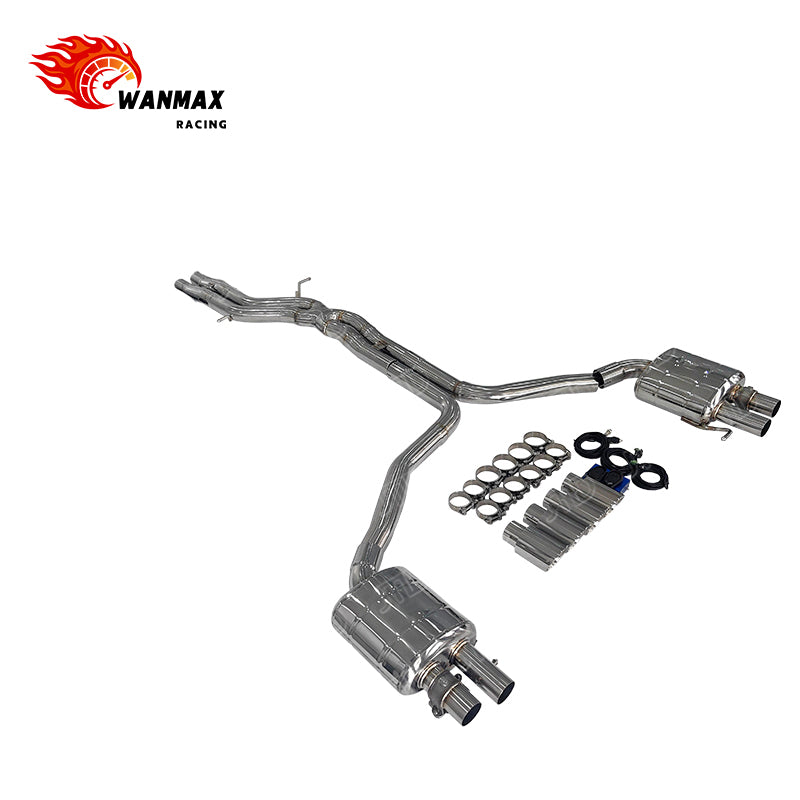 In Stock High-Grade Catback Exhaust System for Audi A6 A7 C7 C7.5 3.0T V6 2012-2018 Mirror Polished SS304 Electronic Valved