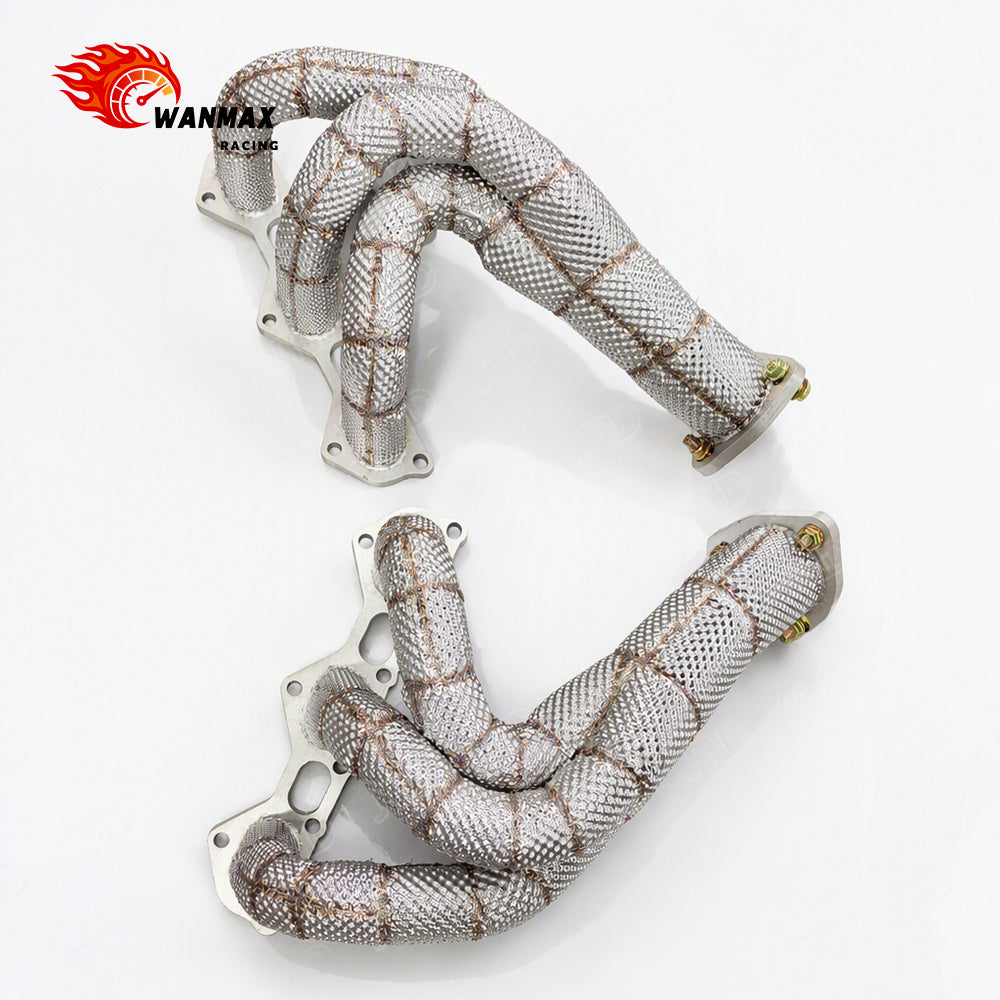 Full Heat Shielded Exhaust Manifold Headers for Porsche 718 GT4 Spyder 4.0L 2020+ T304 Stainless Steel Equal Length 3-into-1