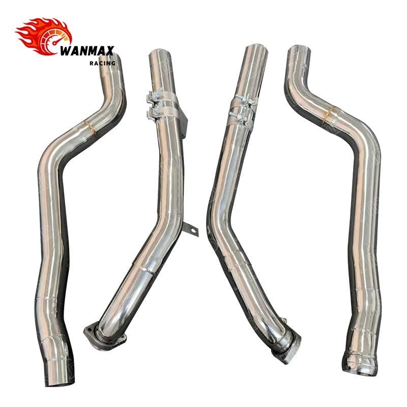 Polished Exhaust Downpipe for Mercedes Benz E550 W212 4.7L V8 4-MATIC 2012 SS304 Exhaust Front Pipe